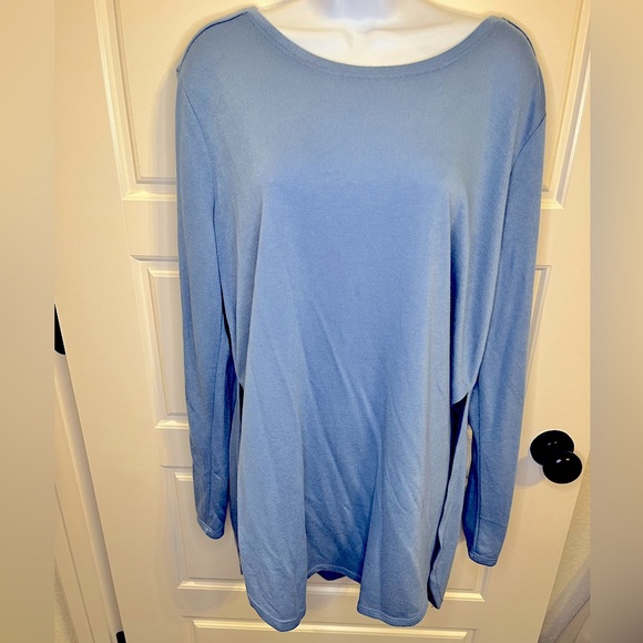 EUC Mono B Long Sleeve Flow Top with Side Slit in Blue/Gray  1XL - Picture 1 of 4